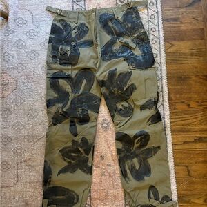 Moschino Khaki and Black Floral Cargo Pants